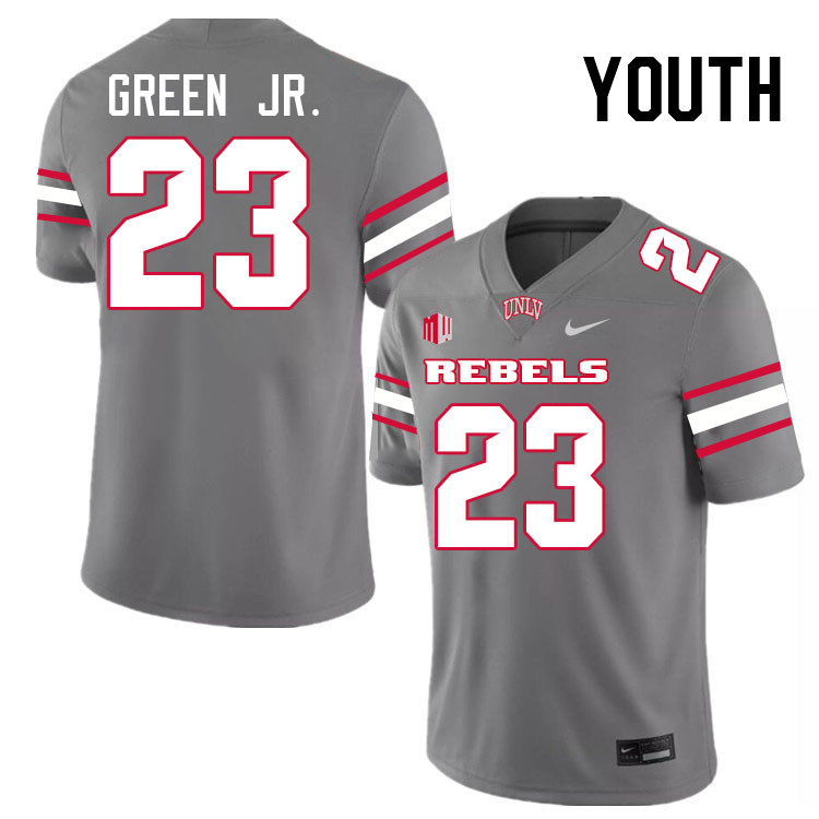 Youth #23 Saadite Green Jr. UNLV Rebels College Football Jerseys Stitched-Grey